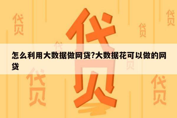怎么利用大数据做网贷?大数据花可以做的网贷