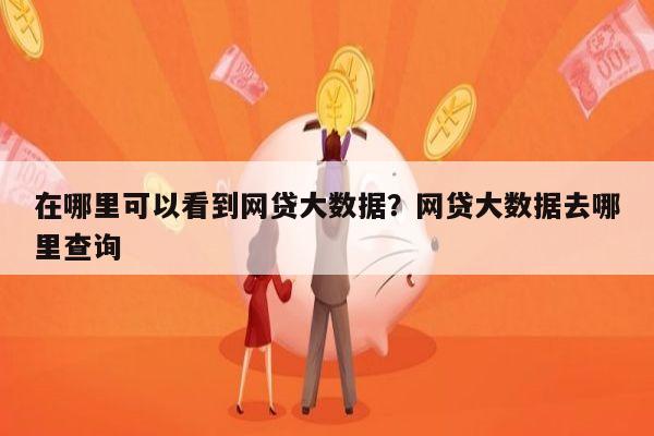 在哪里可以看到网贷大数据?网贷大数据去哪里查询