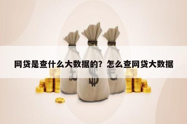 网贷是查什么大数据的?怎么查网贷大数据