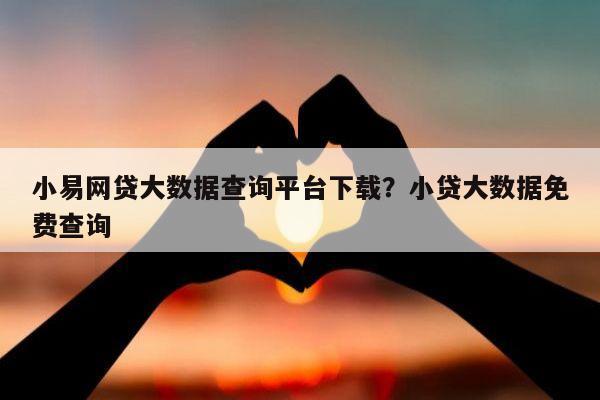 小易网贷大数据查询平台下载?小贷大数据免费查询