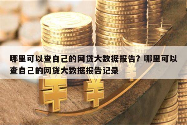 哪里可以查自己的网贷大数据报告?哪里可以查自己的网贷大数据报告记录