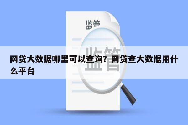 网贷大数据哪里可以查询?网贷查大数据用什么平台