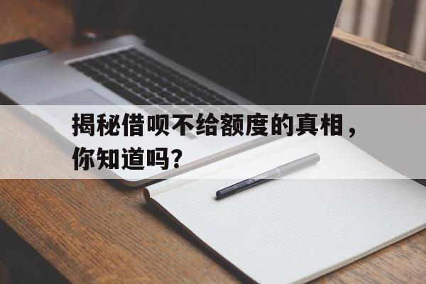 揭秘借呗不给额度的真相，你知道吗？